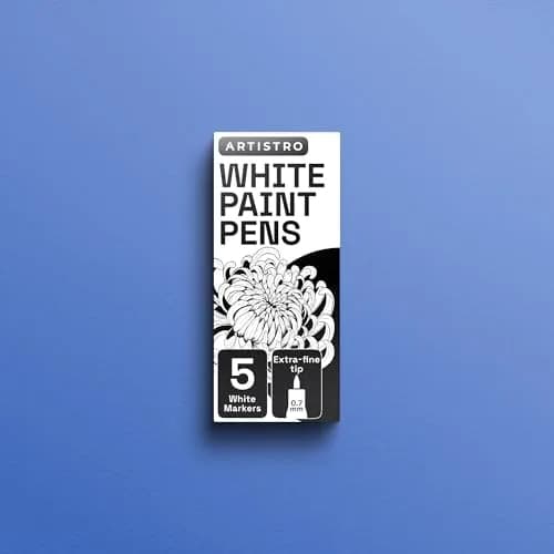 ARTISTRO 5 White Paint Pens for Rock, Glass, Ceramic, Wood, Tire, Fabric, Metal, Canvas, Marking, Painting - Set of 5 Acrylic Paint Markers Water-based thumbnail 8