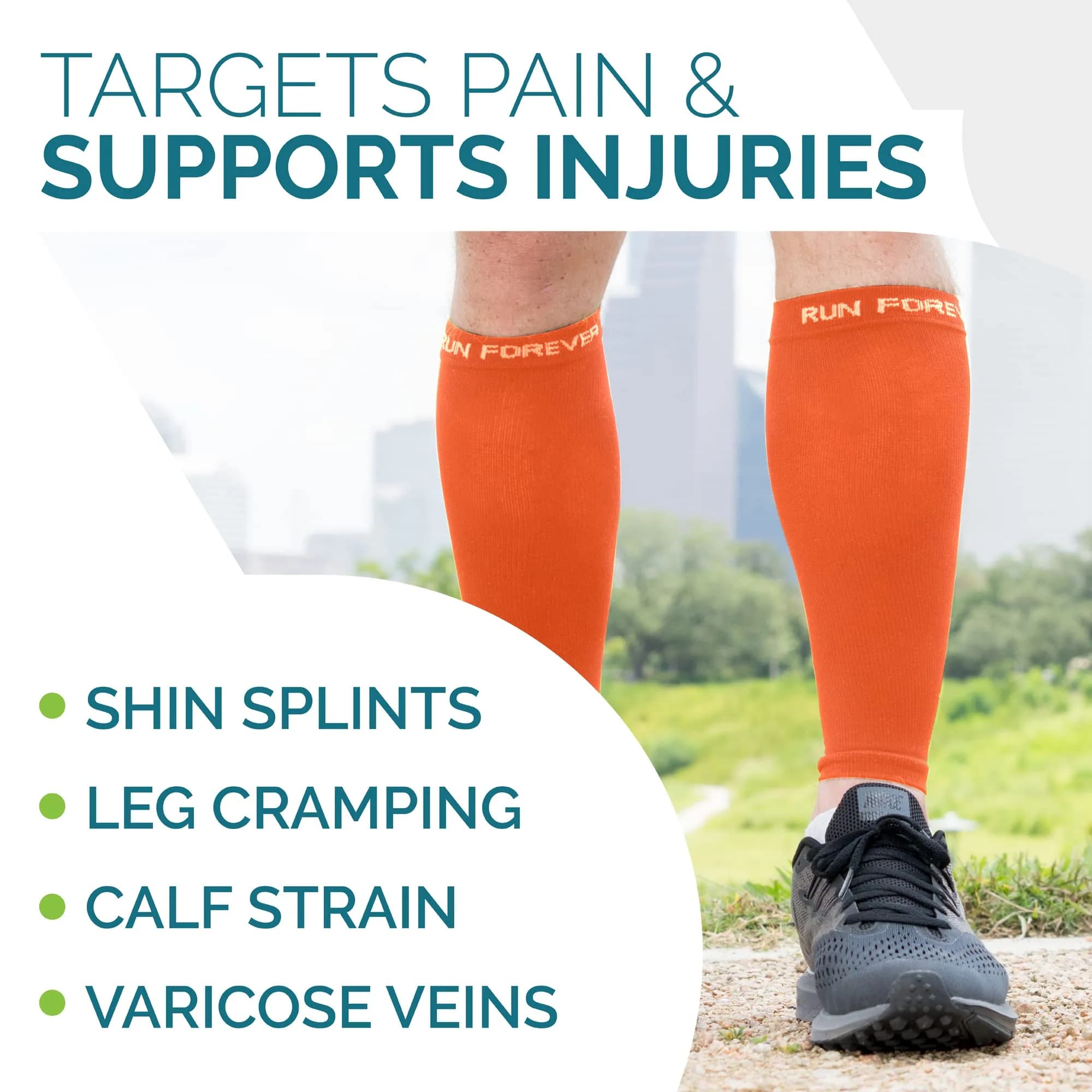 Run Forever Calf Compression Sleeve Large Orange | 20-30mmHg Graduated Support for Shin Splints & Cramps - view 6