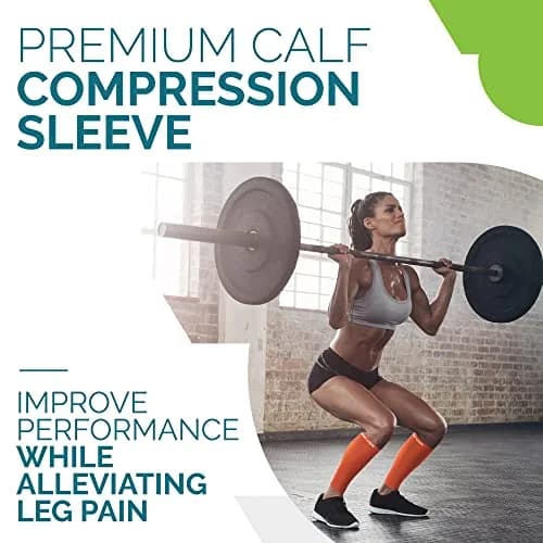 Run Forever Calf Compression Sleeve Large Orange | 20-30mmHg Graduated Support for Shin Splints & Cramps thumbnail 3