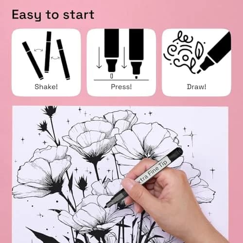 ARTISTRO Black Paint Pens Extra-Fine Tip Set of 5 | ASTM D-4236 Certified thumbnail 7