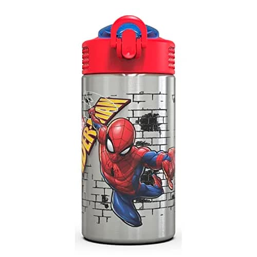 Zak Designs Spider-Man Stainless Steel Water Bottle 473ml (15.5 Fl Oz) | One-Hand Operation with Leak-Proof Spout thumbnail 4