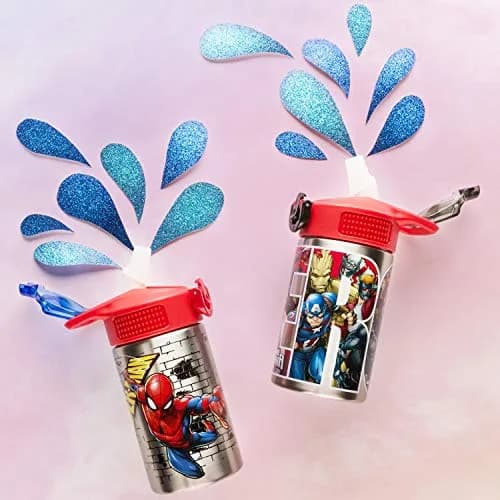 Zak Designs Spider-Man Stainless Steel Water Bottle 473ml (15.5 Fl Oz) | One-Hand Operation with Leak-Proof Spout thumbnail 5