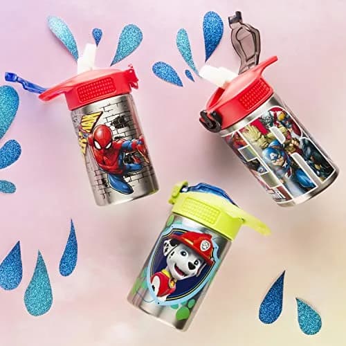 Zak Designs Spider-Man Stainless Steel Water Bottle 473ml (15.5 Fl Oz) | One-Hand Operation with Leak-Proof Spout thumbnail 6