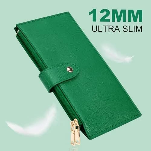 Travelambo RFID Wallet Women Large Size Bifold Multi Card Wallet Case with Zipper Pocket, Green 20.32cm (8 inches) | RFID Blocking for Secure Payments thumbnail 8