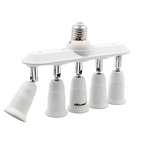 DiCUNO 5-Way E26 Light Socket Splitter Adapter, 5 in 1 Socket Converter with Adjustable Angles | 300W Max, 100-240V thumbnail 1
