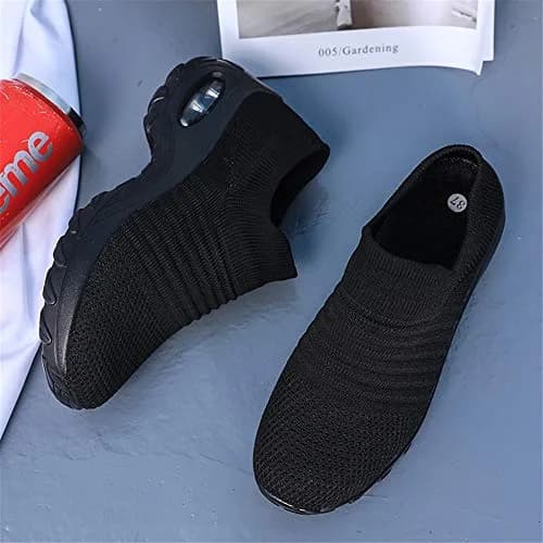 LEADER SHOW Women's Slip-On Walking Shoes 10 | Casual Non-Slip Loafers with Platform (All-Black) thumbnail 6