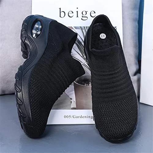 LEADER SHOW Women's Slip-On Walking Shoes 10 | Casual Non-Slip Loafers with Platform (All-Black) thumbnail 7