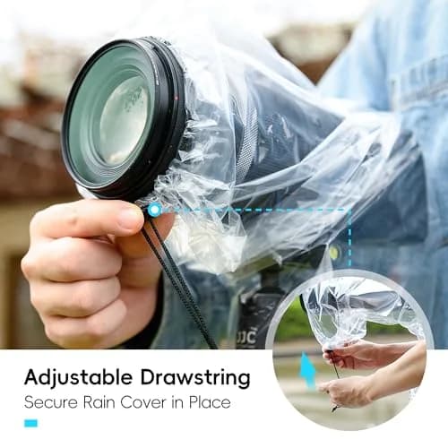 JJC Camera Rain Cover Sleeve for DSLR Lens up to 18" Waterproof 4-Pack | See-Through, Dust & Mud Protection thumbnail 3