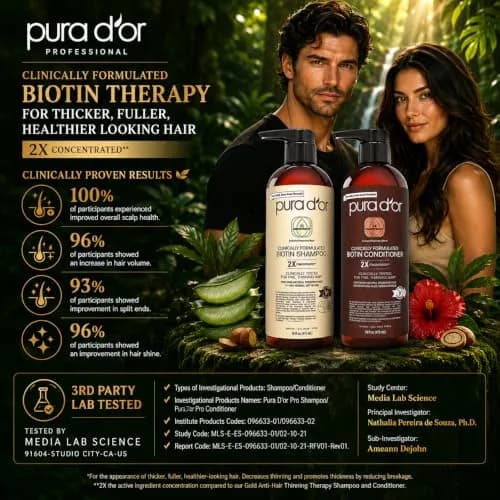 PURA D'OR Biotin Shampoo & Conditioner Set 946ml (32 Fl Oz) | Clinically Formulated for Thicker, Fuller Hair thumbnail 5