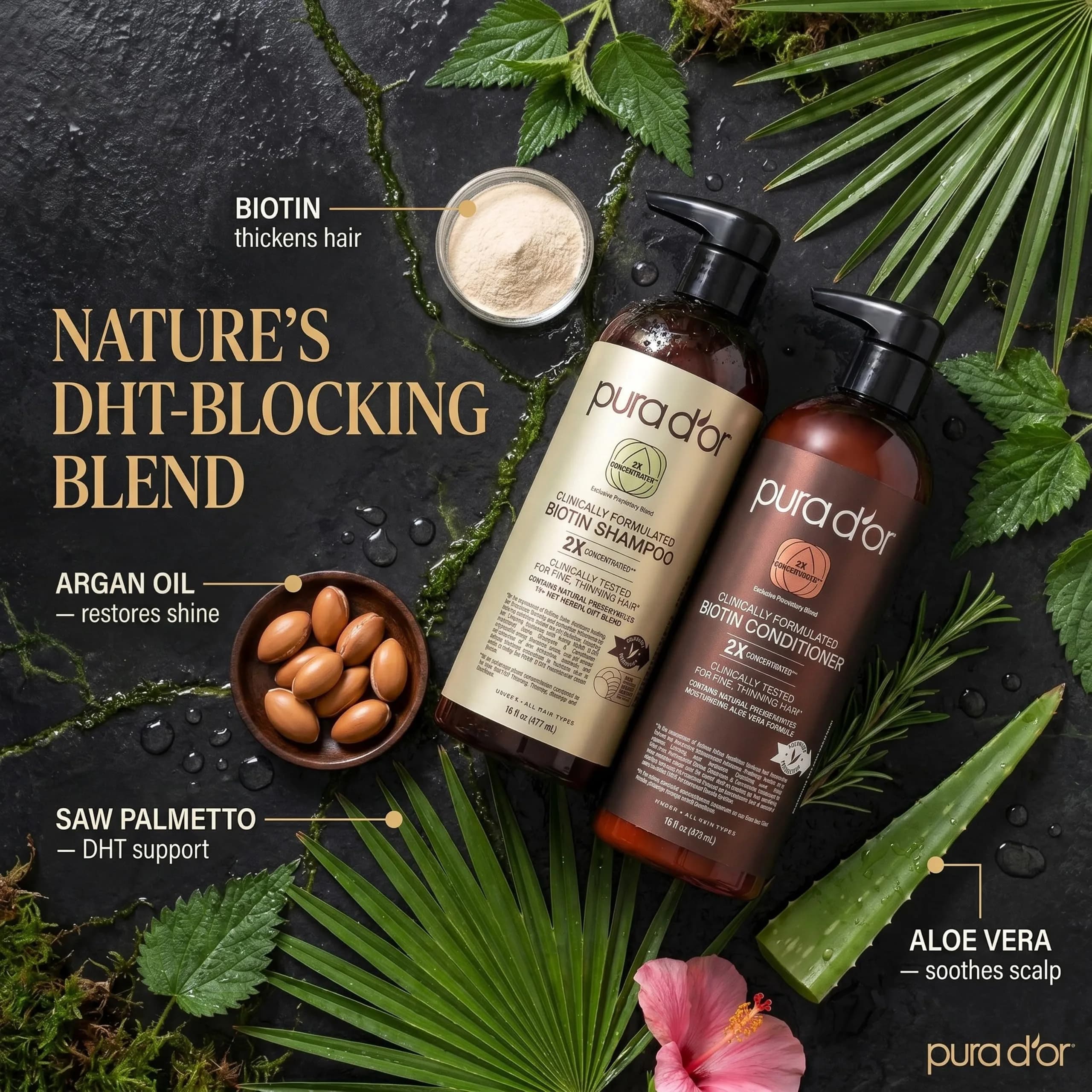 PURA D'OR Biotin Shampoo & Conditioner Set 946ml (32 Fl Oz) | Clinically Formulated for Thicker, Fuller Hair - view 6