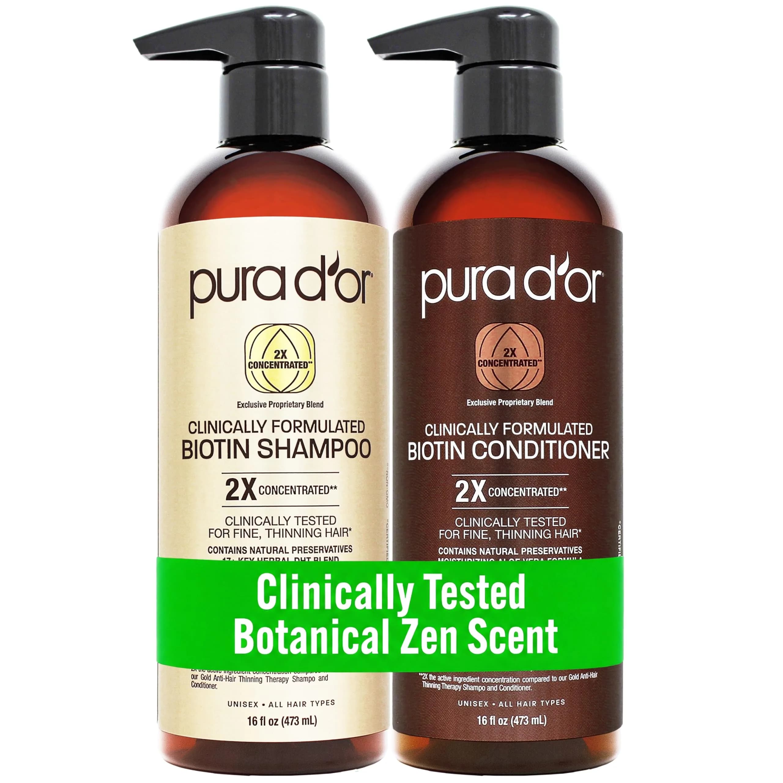 PURA D'OR Biotin Shampoo & Conditioner Set 946ml (32 Fl Oz) | Clinically Formulated for Thicker, Fuller Hair - main product image