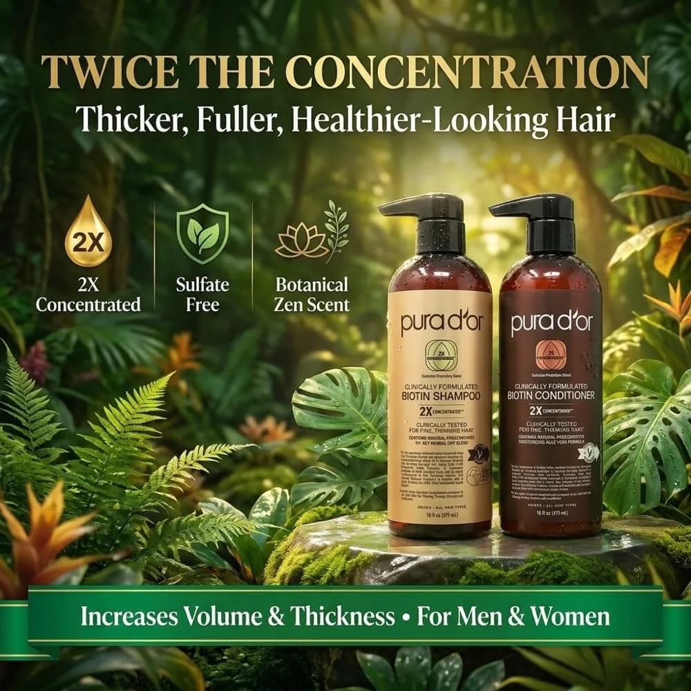 PURA D'OR Biotin Shampoo & Conditioner Set 946ml (32 Fl Oz) | Clinically Formulated for Thicker, Fuller Hair - view 3