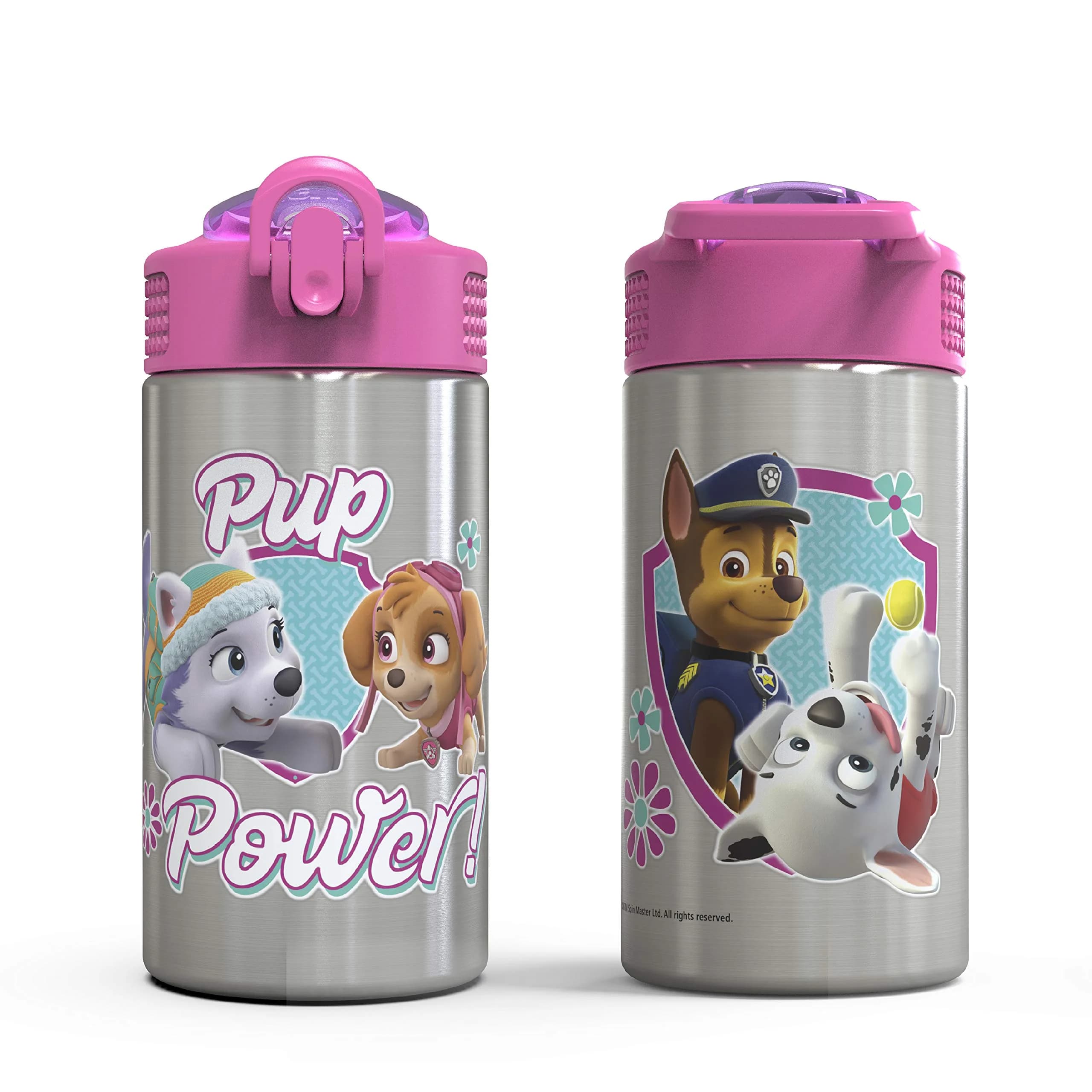Zak Designs Paw Patrol Skye Stainless Steel Water Bottle 450ml (15.5 oz) | Leak-Proof Straw Spout for Kids thumbnail 5