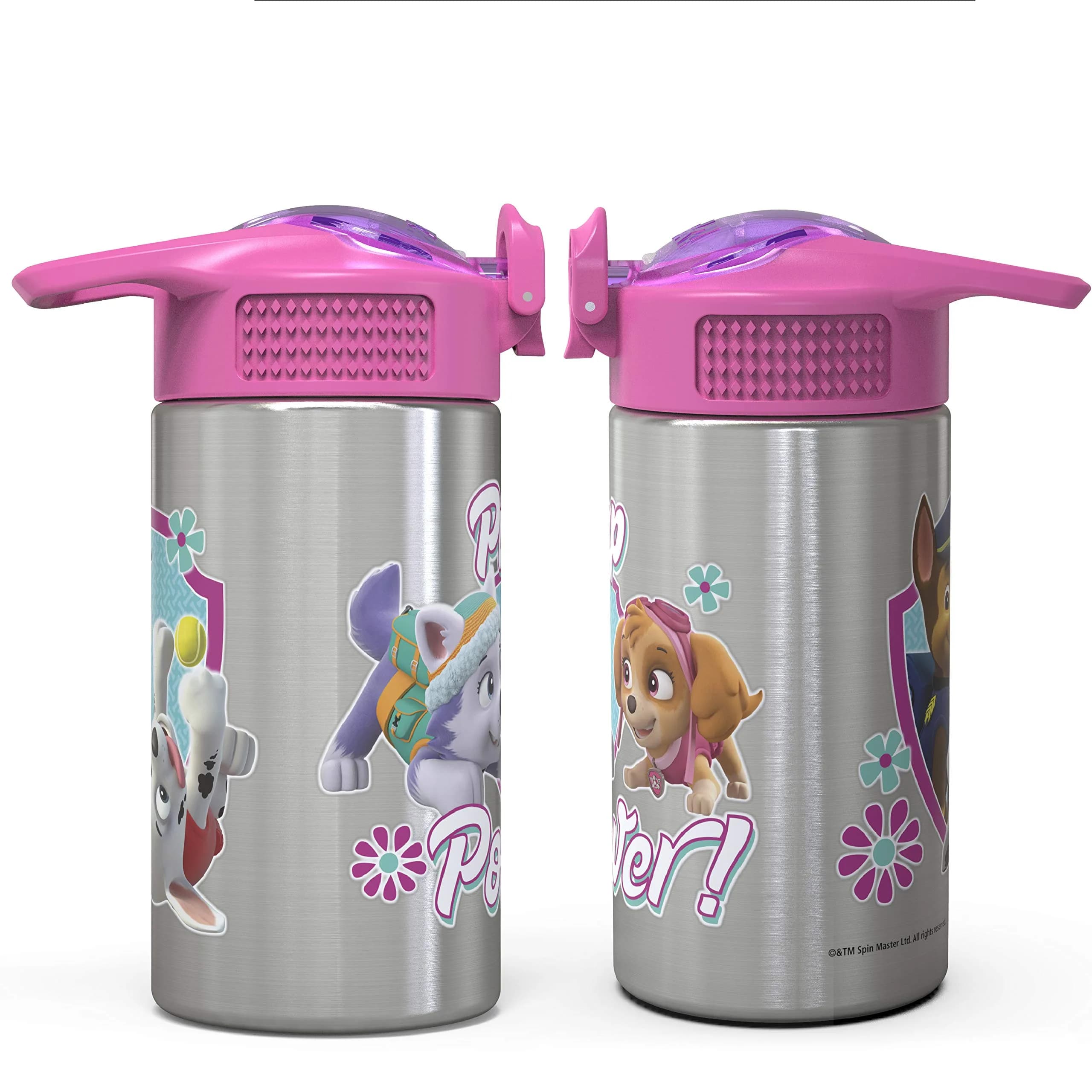 Zak Designs Paw Patrol Skye Stainless Steel Water Bottle 450ml (15.5 oz) | Leak-Proof Straw Spout for Kids thumbnail 6