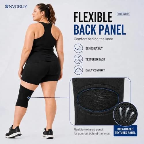 Nvorliy Plus Size Knee Sleeve for Large Legs 3XL Black | Orthopedic Brace for Pain Relief & Swelling Support thumbnail 4