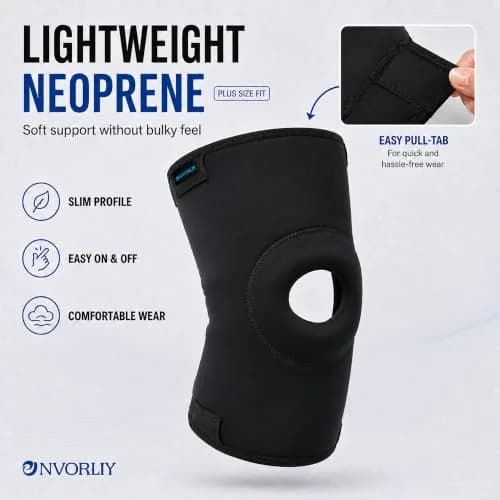 Nvorliy Plus Size Knee Sleeve for Large Legs 3XL Black | Orthopedic Brace for Pain Relief & Swelling Support thumbnail 3