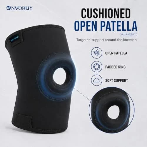 Nvorliy Plus Size Knee Sleeve for Large Legs, 5XL Black | Breathable Neoprene Compression for Daily Activities thumbnail 5