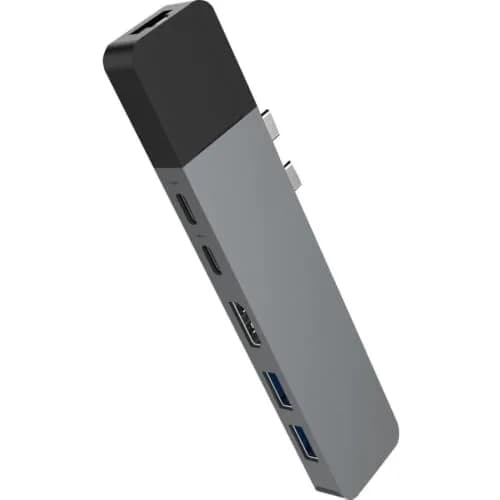 HyperDrive USB C Hub, NET 6-in-2 for MacBook Pro Air, 40Gbps/100W PD, 4K HDMI, Ethernet, Space Gray thumbnail 1