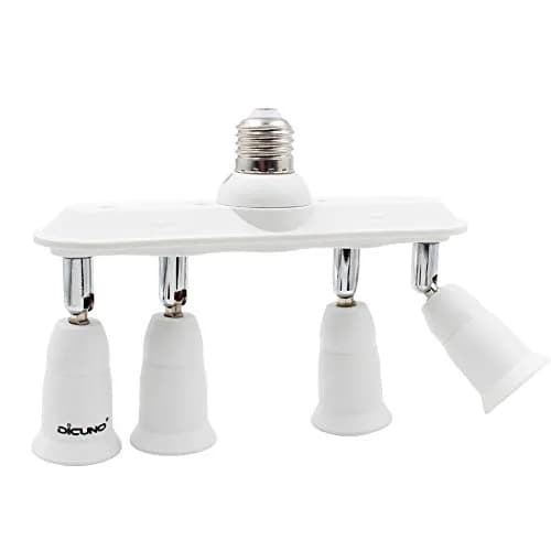 DiCUNO 4-Way E26 Light Socket Splitter Adapter, 240W Max, 100-240V | Adjustable Angle White - main product image