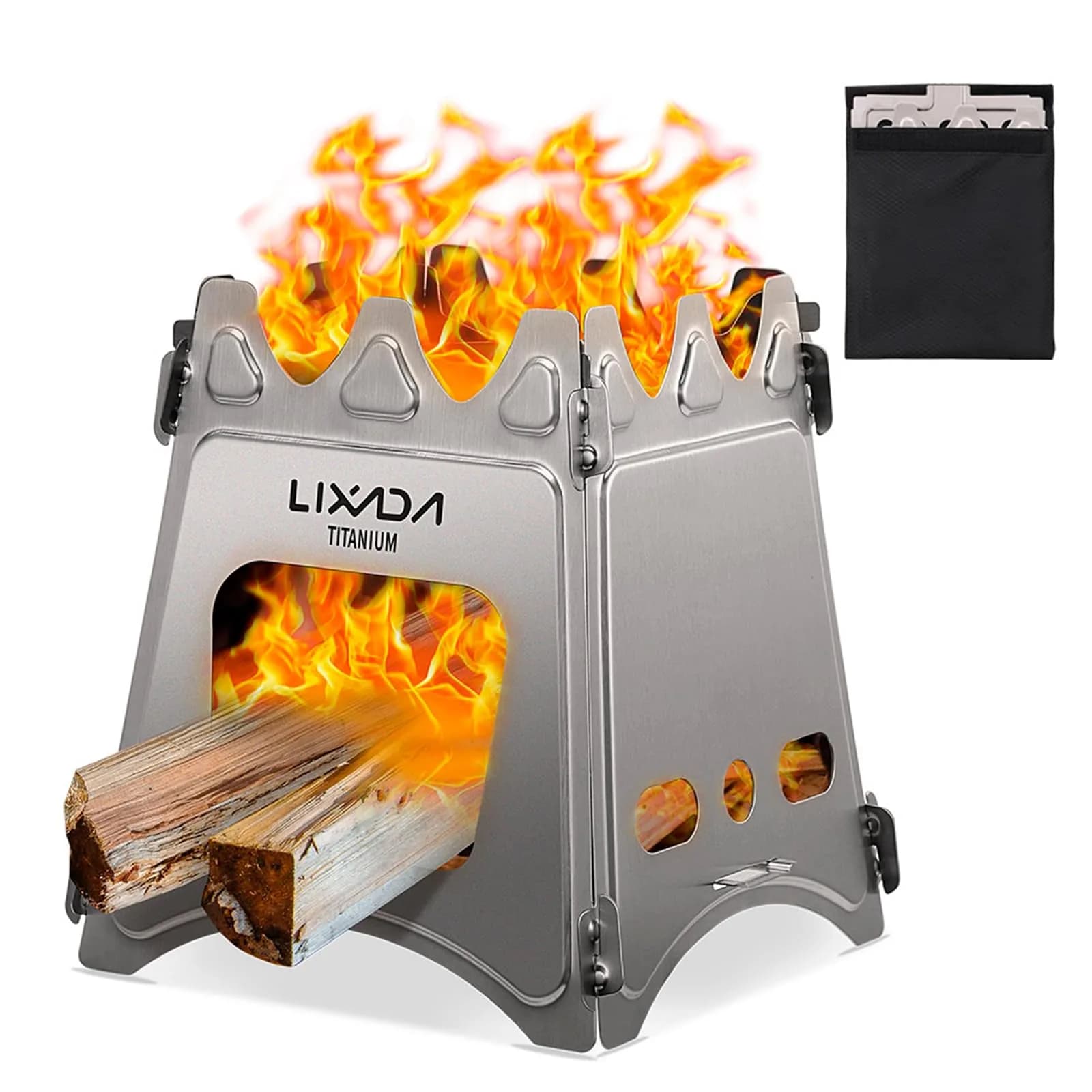 Lixada Titanium Wood Stove Ultralight Backpacking Stove Portable Folding Camping Stove 4.2in | Durable & Compact for Outdoor Cooking