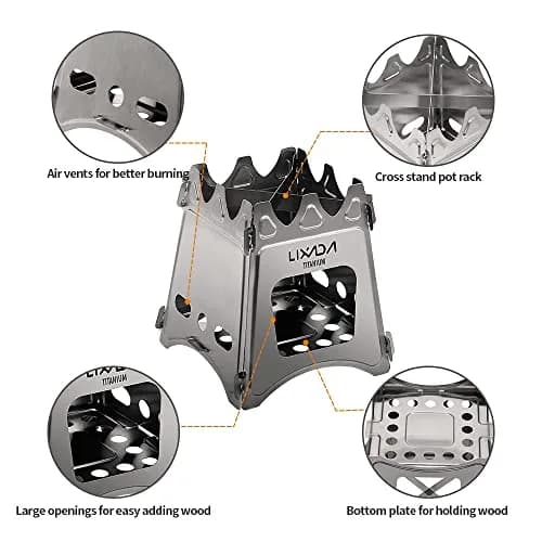 Lixada Titanium Wood Stove Ultralight Backpacking Stove Portable Folding Camping Stove 4.2in | Durable & Compact for Outdoor Cooking thumbnail 6