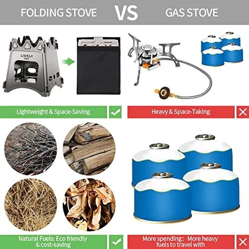 Lixada Titanium Wood Stove Ultralight Backpacking Stove Portable Folding Camping Stove 4.2in | Durable & Compact for Outdoor Cooking thumbnail 8