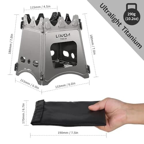 Lixada Titanium Wood Stove Ultralight Backpacking Stove Portable Folding Camping Stove 4.2in | Durable & Compact for Outdoor Cooking thumbnail 3