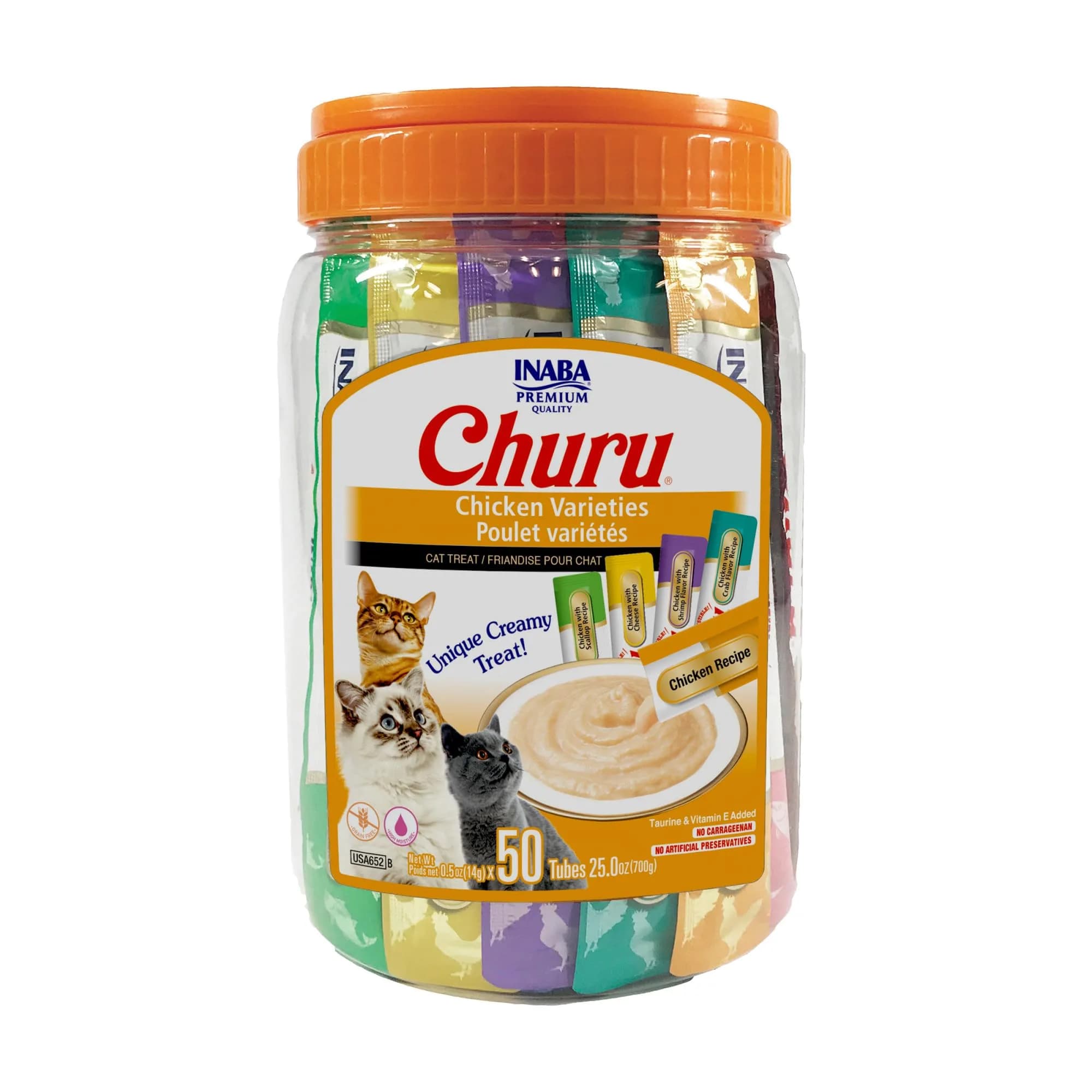 INABA Churu Cat Treats Chicken Variety 50 Tubes | Hydrating Lickable Purée for All Life Stages
