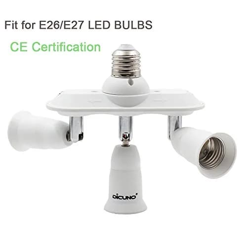 DiCUNO 3 Way E26 Light Socket Splitter Adapter, 180W Max, 100-240V | Adjustable Angle thumbnail 6