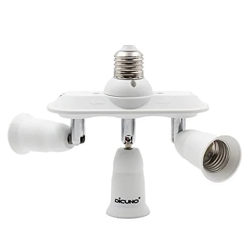 DiCUNO 3 Way E26 Light Socket Splitter Adapter, 180W Max, 100-240V | Adjustable Angle thumbnail 8