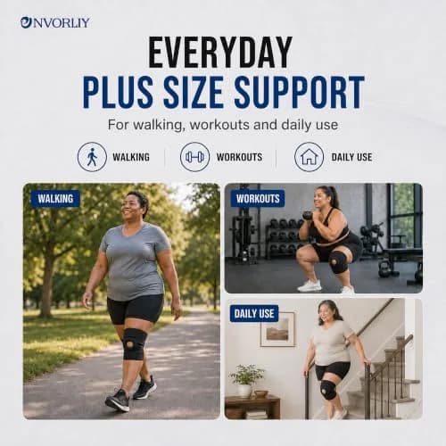 Nvorliy Plus Size Knee Sleeve for Large Legs, Fit Women and Men (4XL) - 24cm (9.4in) Length | Breathable Neoprene Compression for Daily Support thumbnail 6