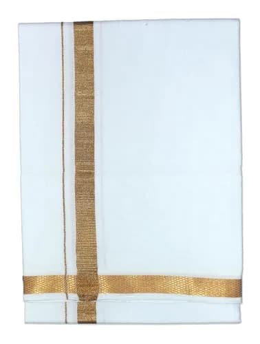 PRAKASAM COTTON Men's 2 METER White Solid Sleeveless Dhoti Relaxed Fit | Traditional South Asian Wear thumbnail 2