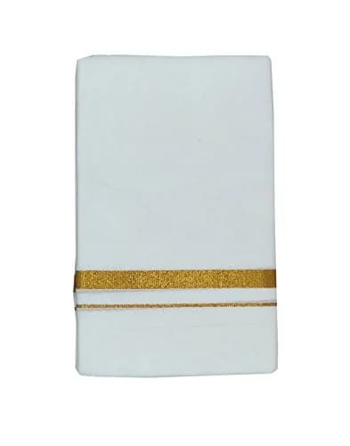 PRAKASAM COTTON Men's 2 METER White Solid Sleeveless Dhoti Relaxed Fit | Traditional South Asian Wear thumbnail 3