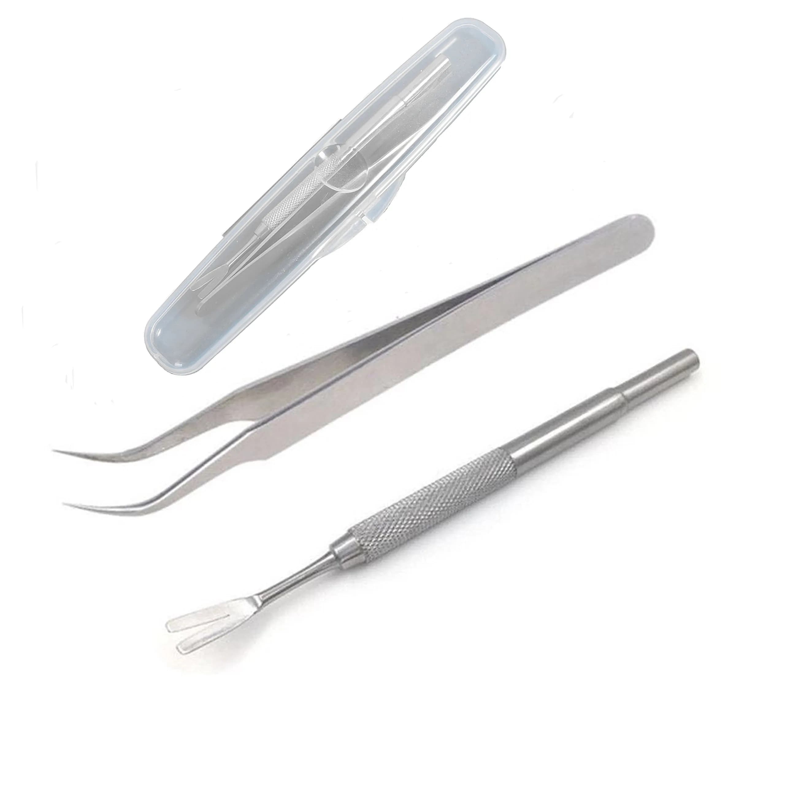 HTBMALL Stainless Steel Tick Remover Tool Kit with Tweezers for Pets & Humans (1 Kit, Silver)