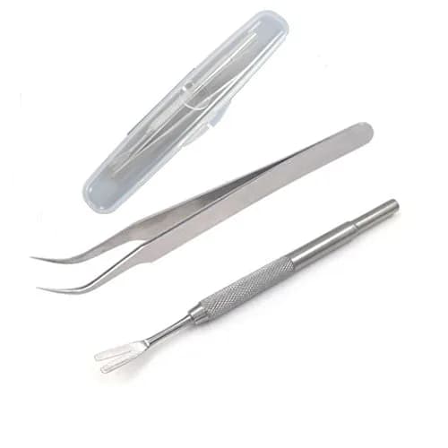 HTBMALL Stainless Steel Tick Remover Tool Kit with Tweezers for Pets & Humans (1 Kit, Silver) thumbnail 1