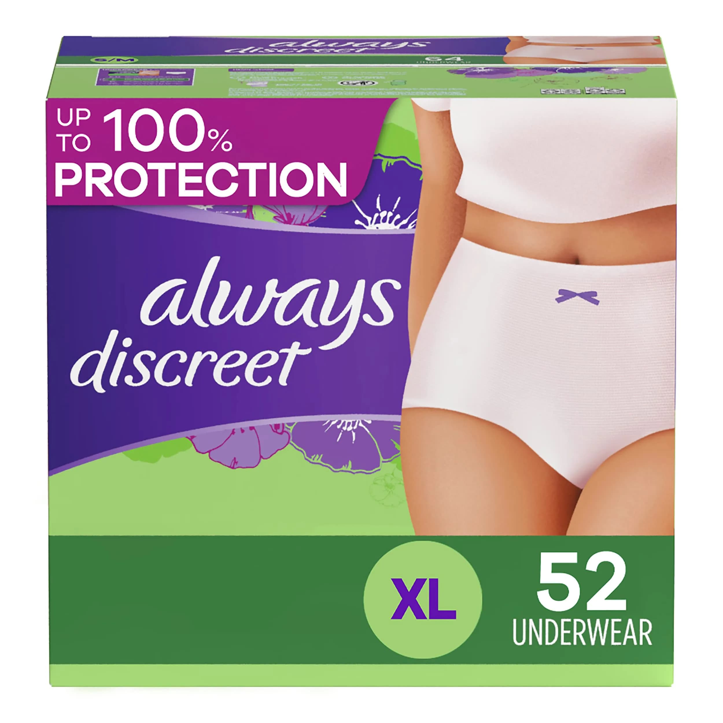 Always Discreet Incontinence Underwear for Women, Extra-Large, Peony/Pink (Old Product) - main product image
