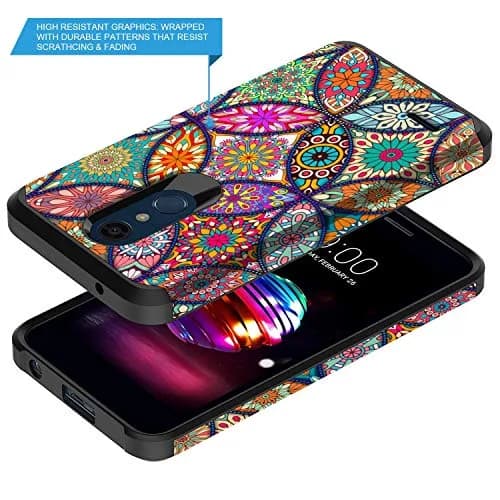 Rosebono Slim Hybrid Dual Layer Shockproof Armor Case for LG K30, K10 2018, Premier Pro LTE, Harmony 2, Phoenix Plus | Colorful Mandala thumbnail 4
