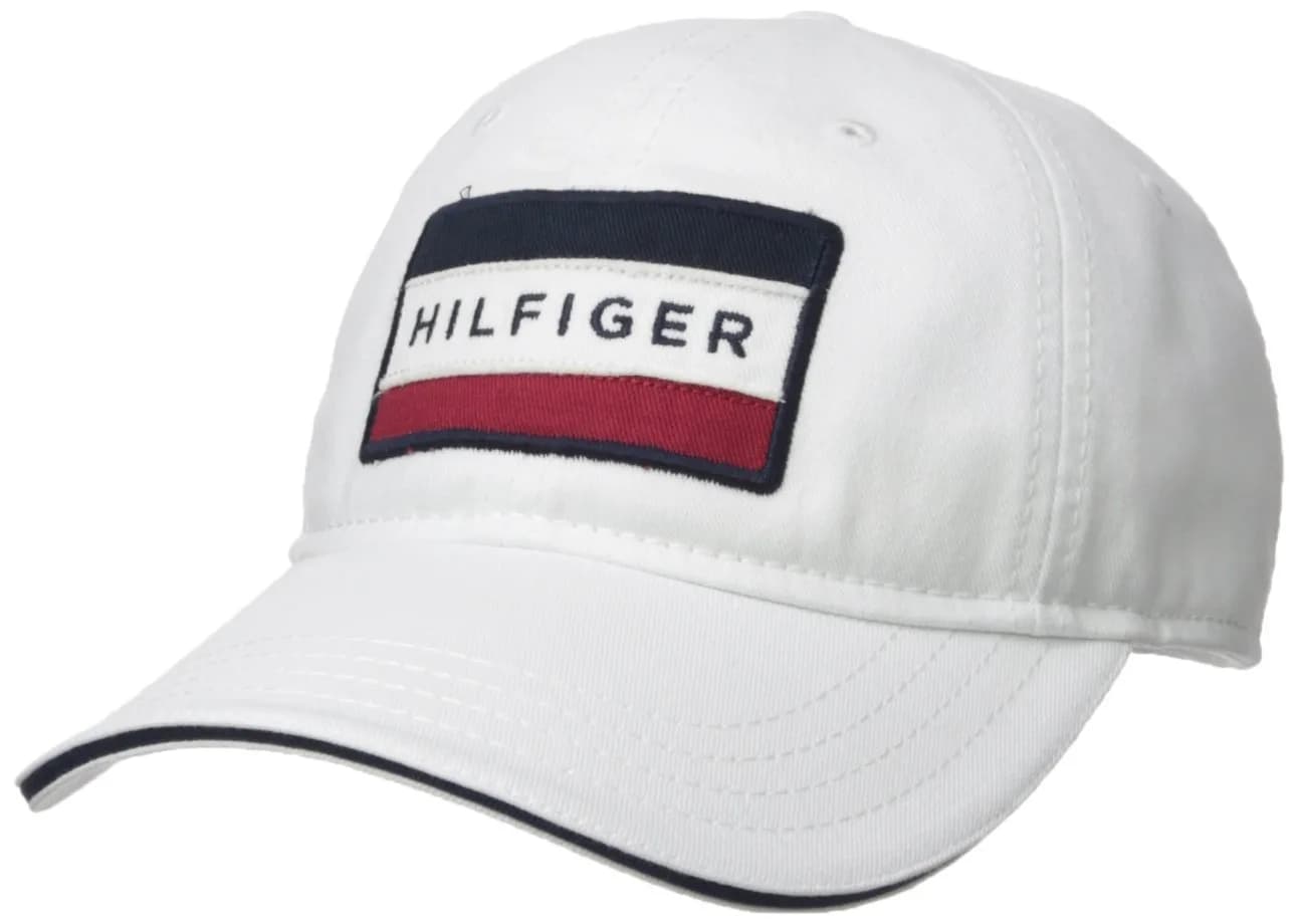 Tommy Hilfiger Men's Cole Dad Hat Baseball Cap, Classic White | Versatile Casual Style — Classic White