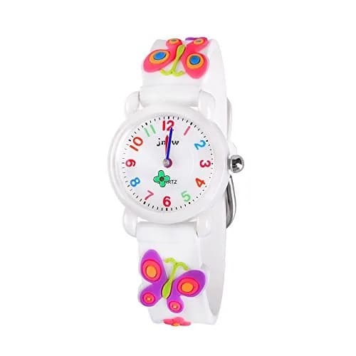 Kids Gift Waterproof Watch, 3D Cartoon Design, Butterfly White | Traditional Pointer & Watch Dial for Kids thumbnail 1