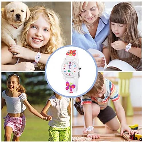 Kids Gift Waterproof Watch, 3D Cartoon Design, Butterfly White | Traditional Pointer & Watch Dial for Kids thumbnail 7