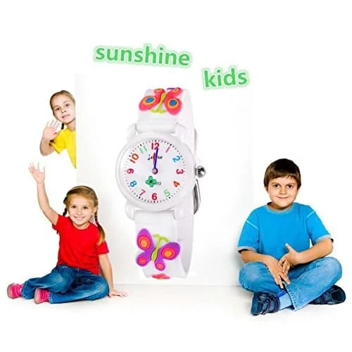 Kids Gift Waterproof Watch, 3D Cartoon Design, Butterfly White | Traditional Pointer & Watch Dial for Kids thumbnail 2