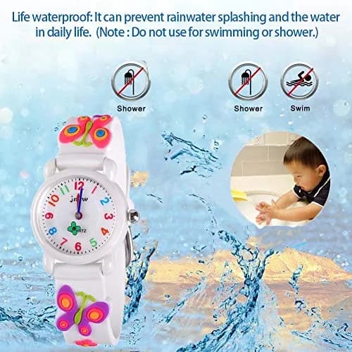 Kids Gift Waterproof Watch, 3D Cartoon Design, Butterfly White | Traditional Pointer & Watch Dial for Kids thumbnail 3