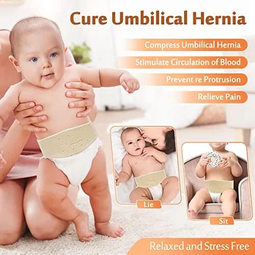 Mybow Umbilical Hernia Belt Medium | Adjustable Baby Belly Button Band for Navel Relief thumbnail 2