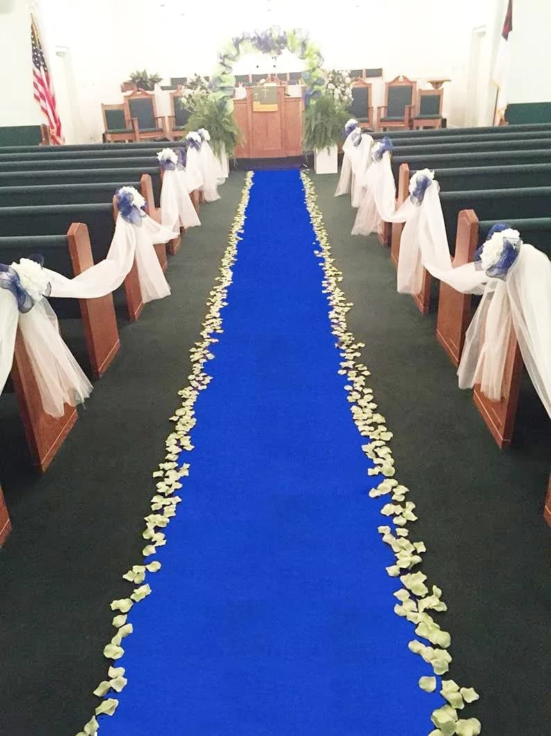 HUAHOO Royal Blue Aisle Runner Carpet Rugs 24 Inch x 50 Feet | Wedding & Event Decor