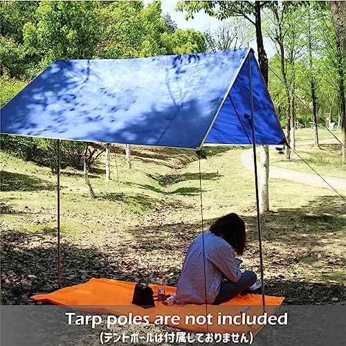 Azarxis Hammock Camping Tarp Rain Fly Shelter Cover | Waterproof 210T Polyester, Green, 7.22 x 5.91 ft thumbnail 6
