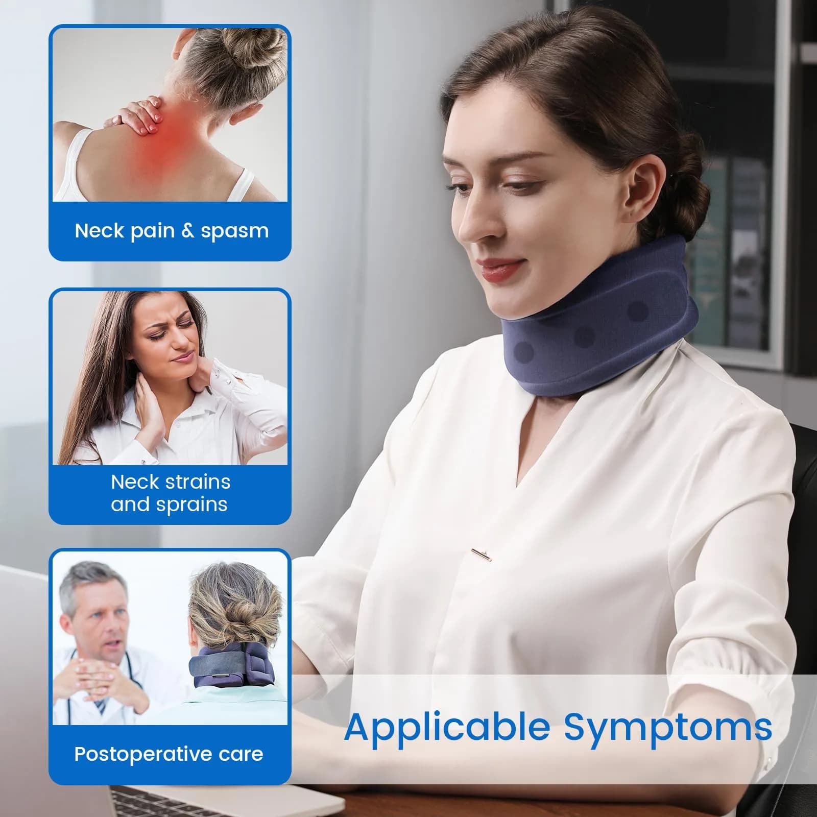 Velpeau Enhanced Blue Cervical Collar Neck Brace Small (Pack of 1) | Neck Pain Support for Sleeping - view 3