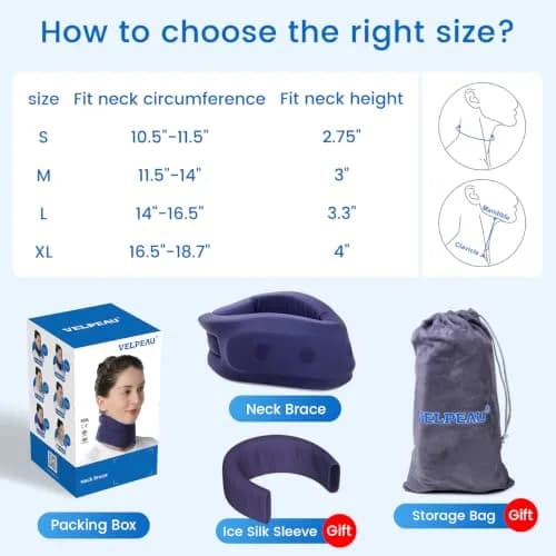 Velpeau Enhanced Blue Neck Brace 3.3" (8.4cm) | Soft Cervical Collar for Neck Pain & Support thumbnail 6