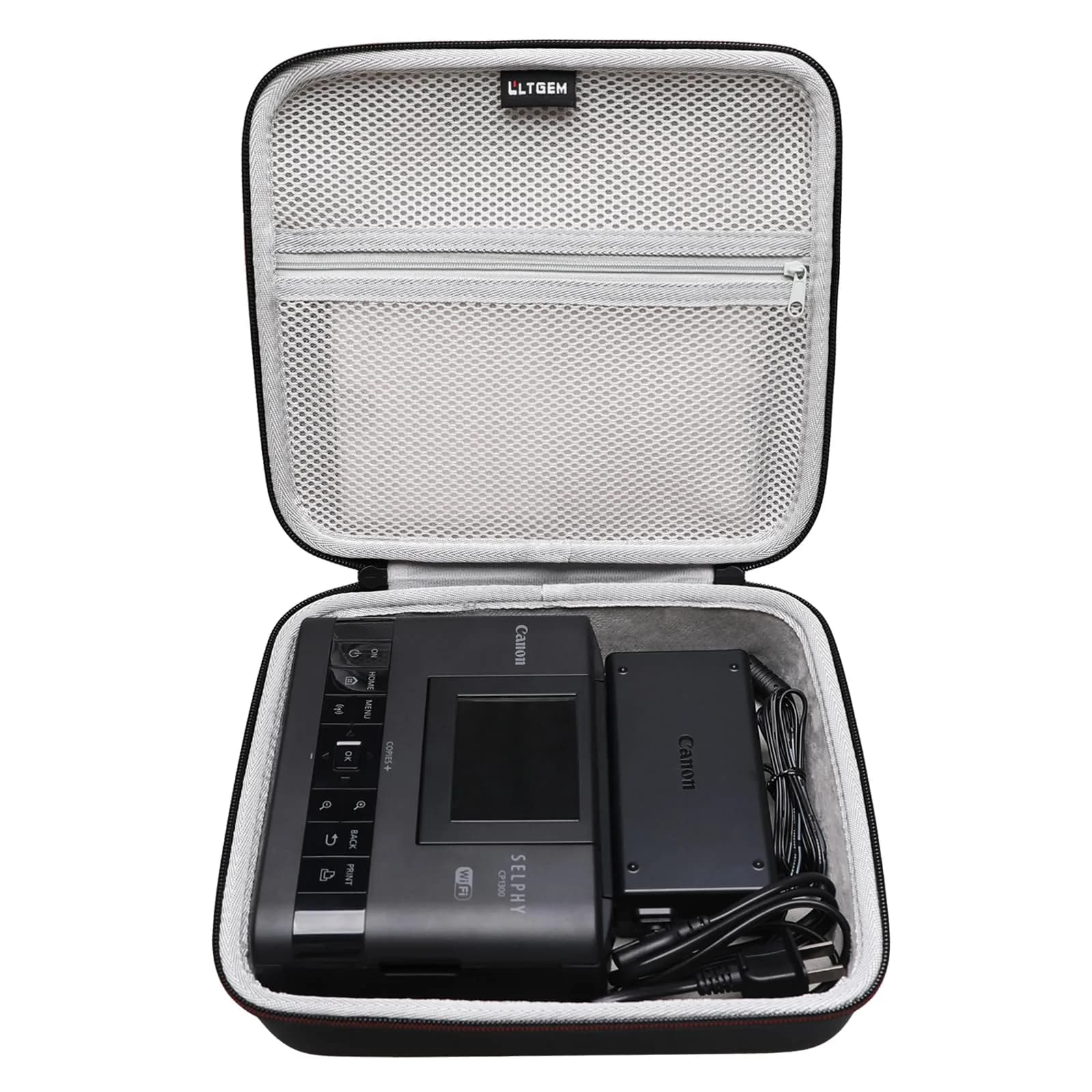 LTGEM Hard Case for Canon Selphy CP1500/CP1300 | Shock-Resistant Waterproof Travel Bag — Black/Gray