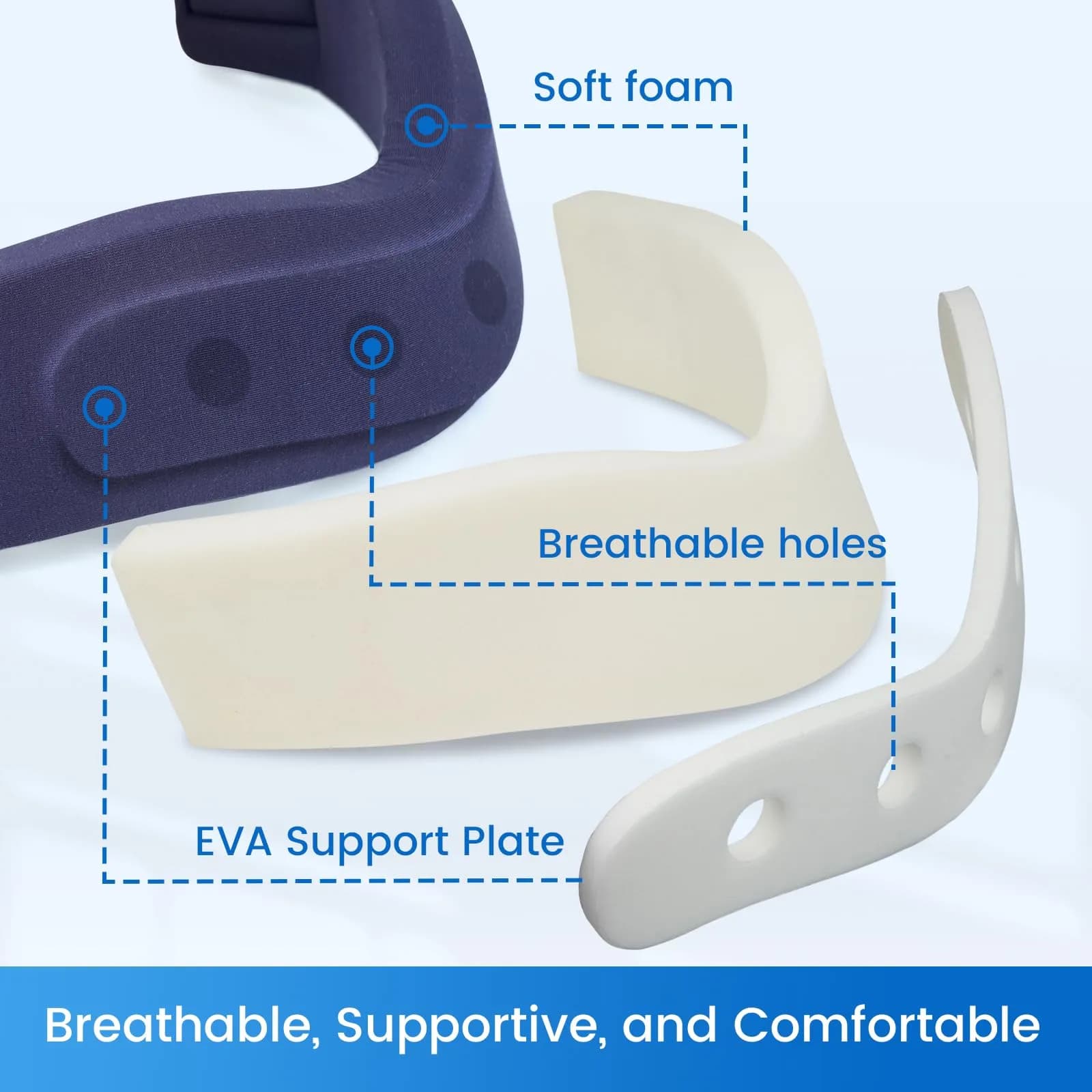 Velpeau Enhanced Blue Cervical Collar Neck Brace Medium 3" (7.6cm) | Neck Pain Support for Sleeping - view 5