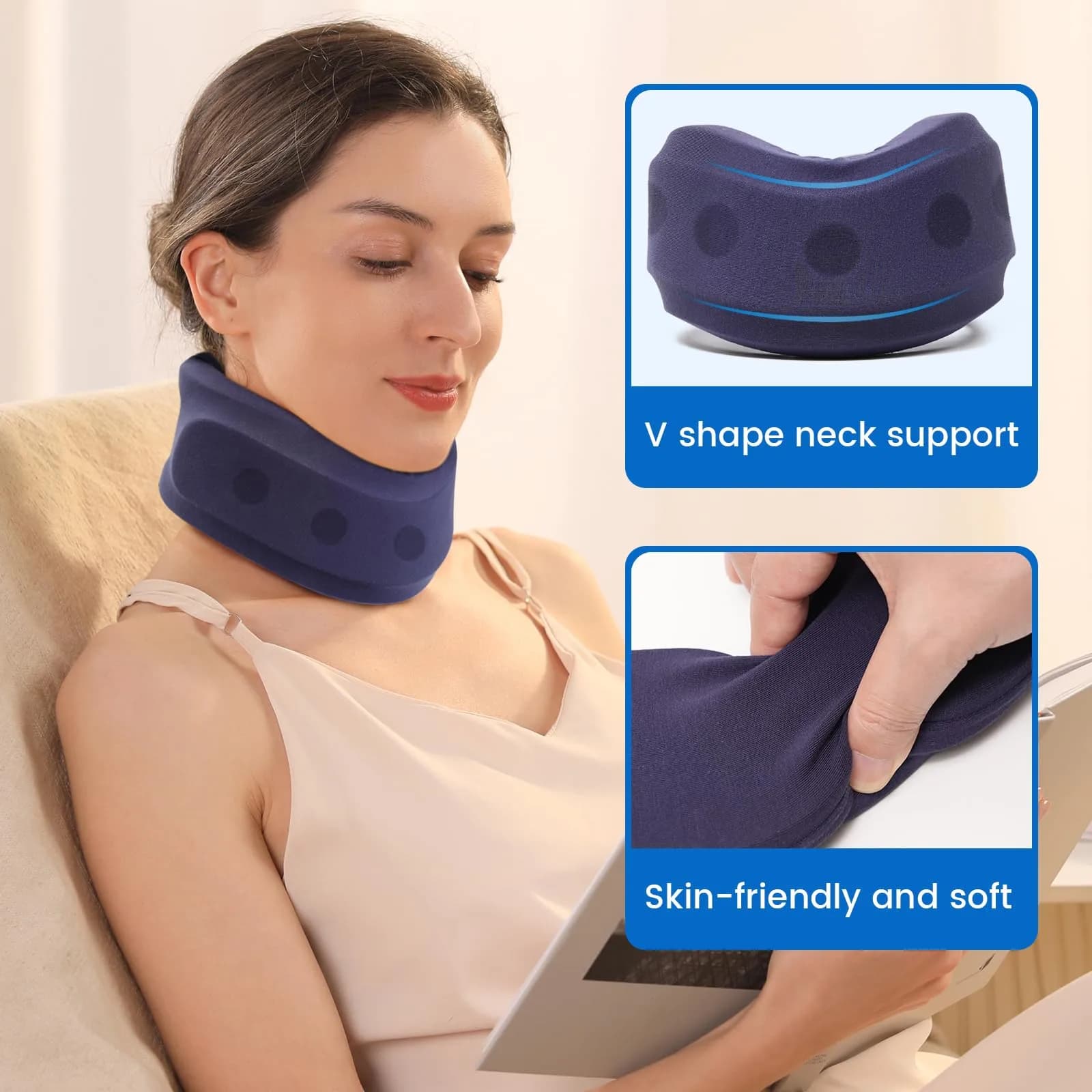 Velpeau Enhanced Blue Cervical Collar Neck Brace X-Large (16.5-18.7") | Neck Pain Support - view 3